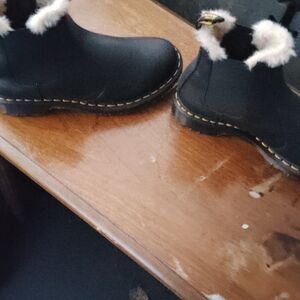 Dr. Martens Black Winter Boots with Fur Trim